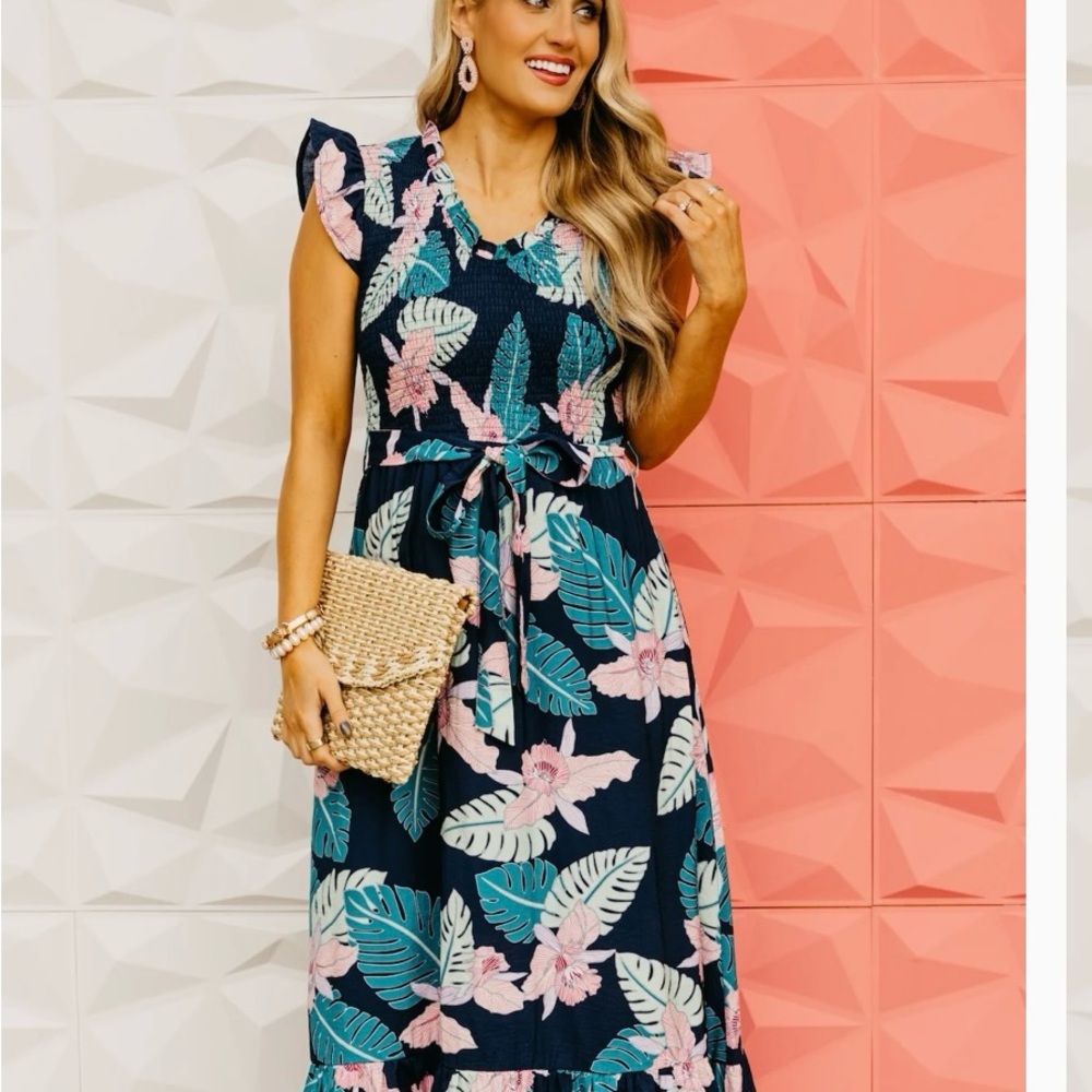 She + Sky Navy Floral Maxi Dress